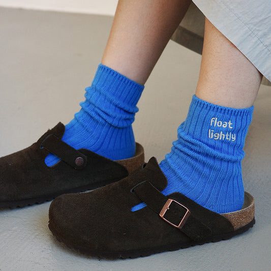 Step Softly 刺繡拼色粗針織女襪(三雙一組)