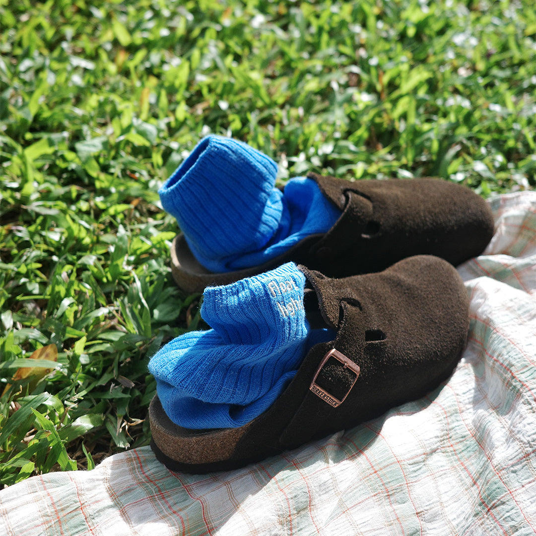 Step Softly 刺繡拼色粗針織女襪(三雙一組)