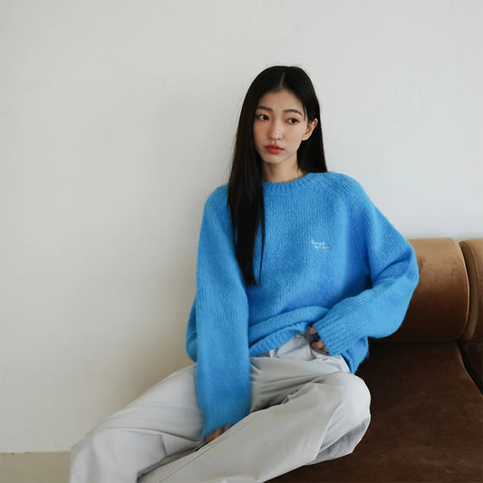 brought by tides 亮藍色軟Q毛衣