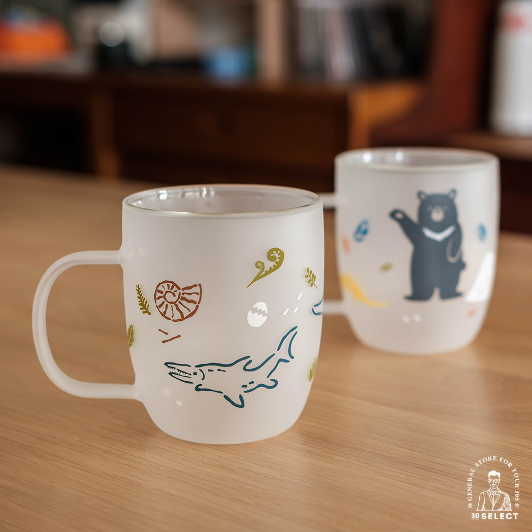 「史前古生物」雙層噴砂玻璃杯