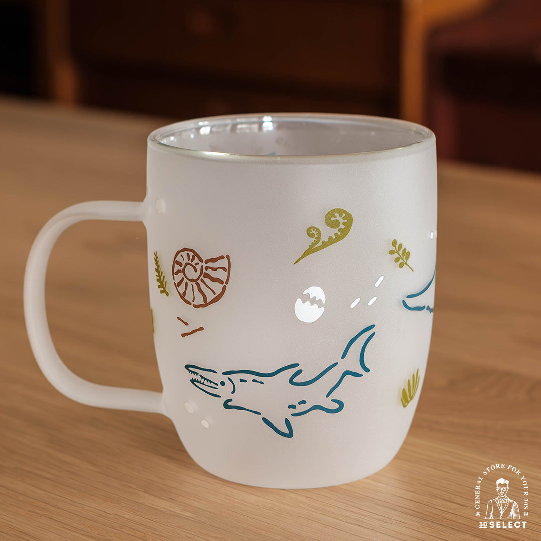 「史前古生物」雙層噴砂玻璃杯