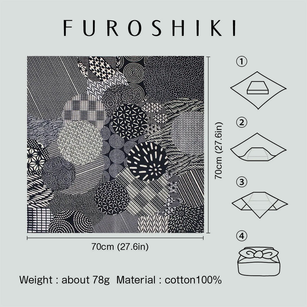 京都 手工型絵染 風呂敷(丸取小紋)