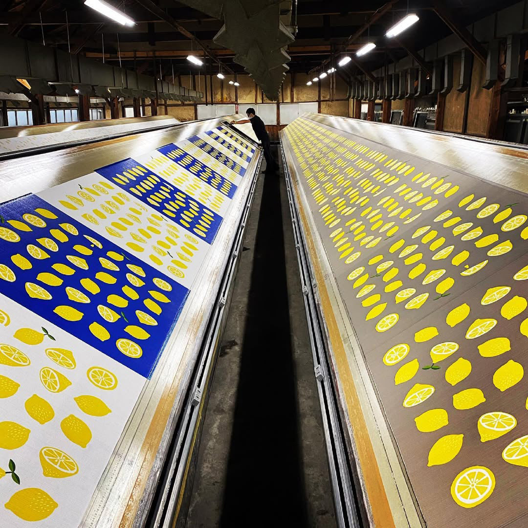 京都 手工型絵染 風呂敷(檸檬)