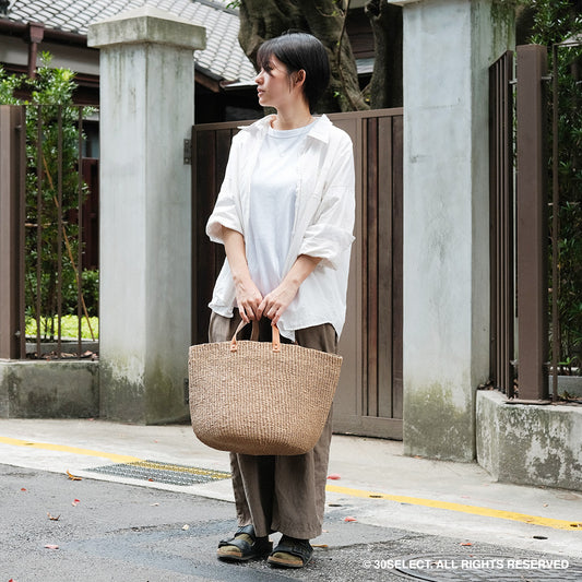 肯亞 雙短把 手工草編籃