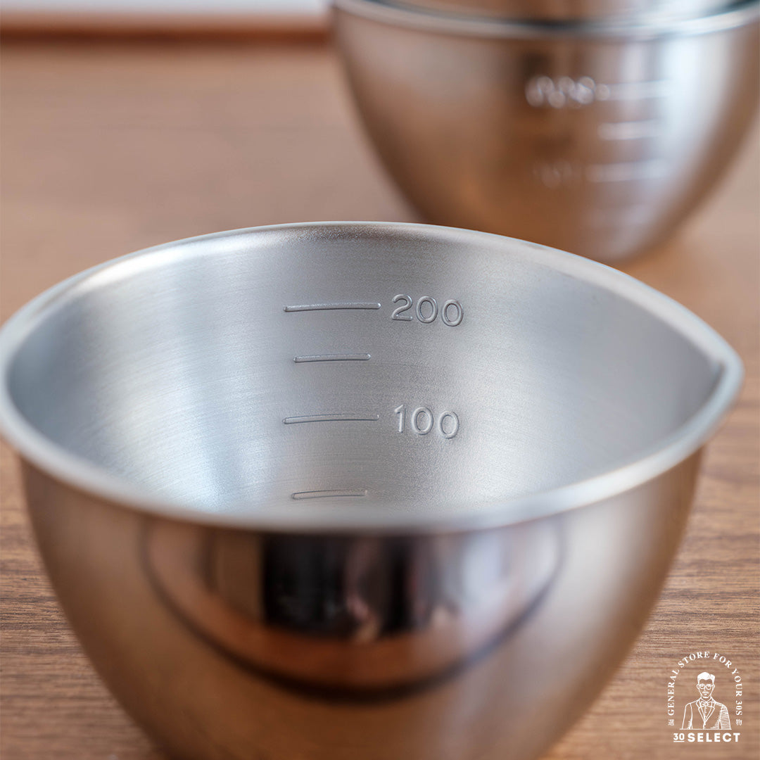 日本製18-8不銹鋼附導口帶刻度備料碗(三件組)