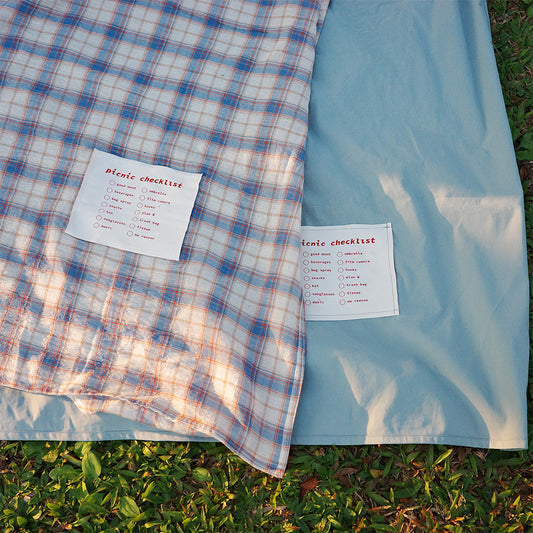 ideal life for no reason 輕薄藍紅格紋野餐墊組
