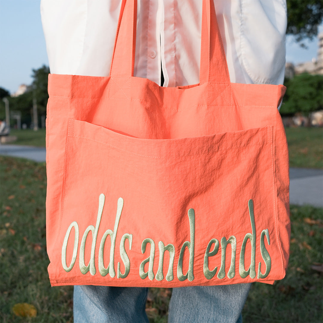 odds and ends 防潑水珊瑚橘購物袋