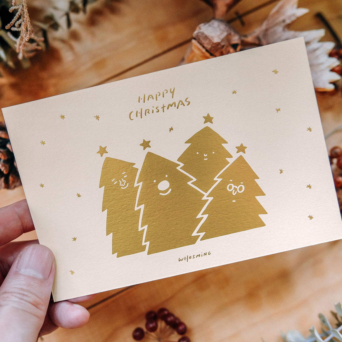 「 HAPPY CHRISTMAS」耶誕賀卡(白)