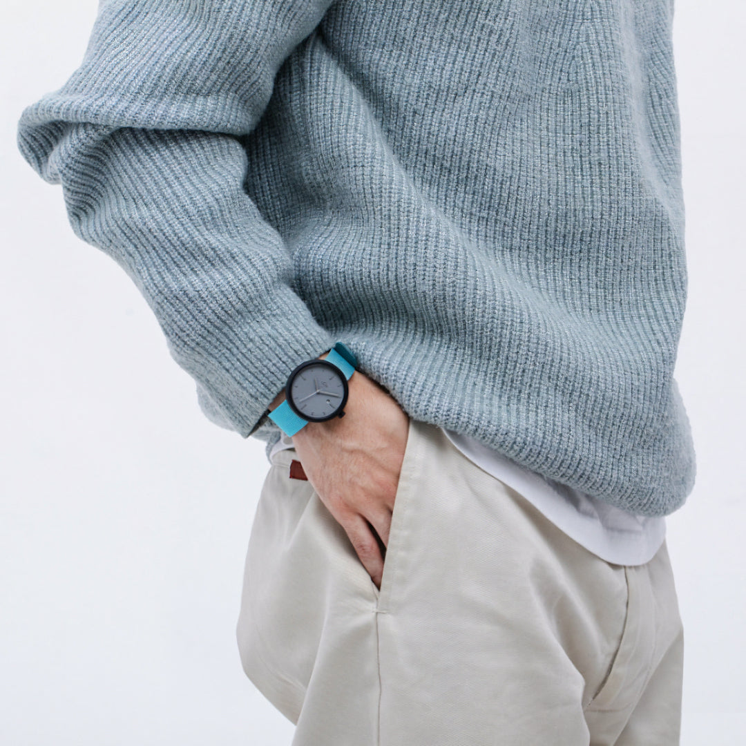 日本再生樹脂手錶(男用40mm/藍色)