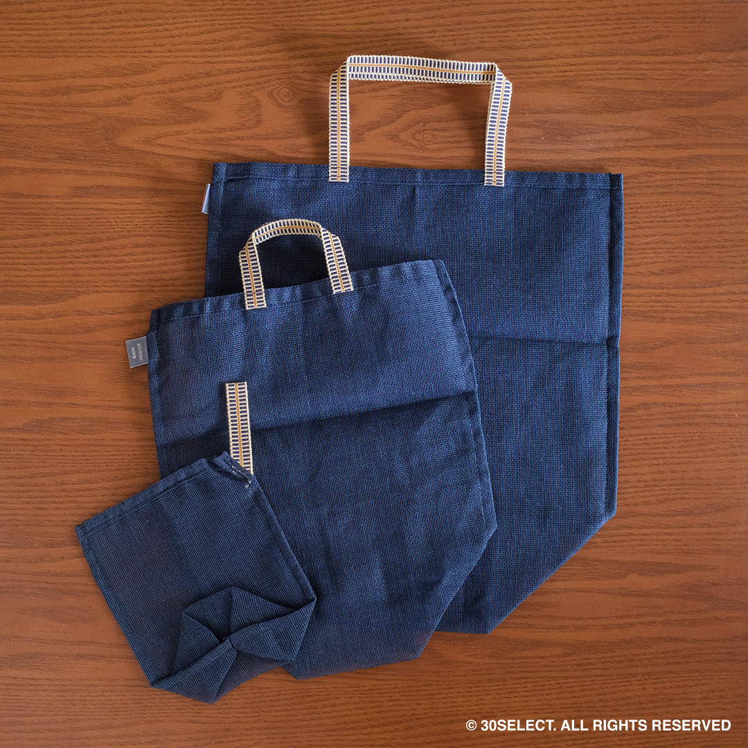 日本蚊帳生地野菜袋三入組（深藍） | 30select