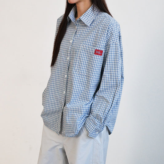 Time goes by 寬鬆清爽藍格紋襯衫