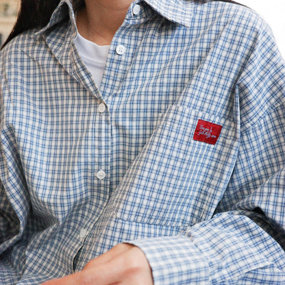 Time goes by 寬鬆清爽藍格紋襯衫