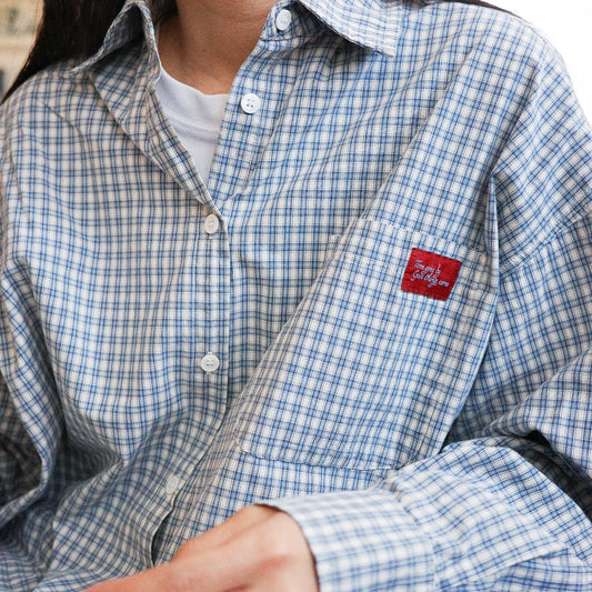 Time goes by 寬鬆清爽藍格紋襯衫