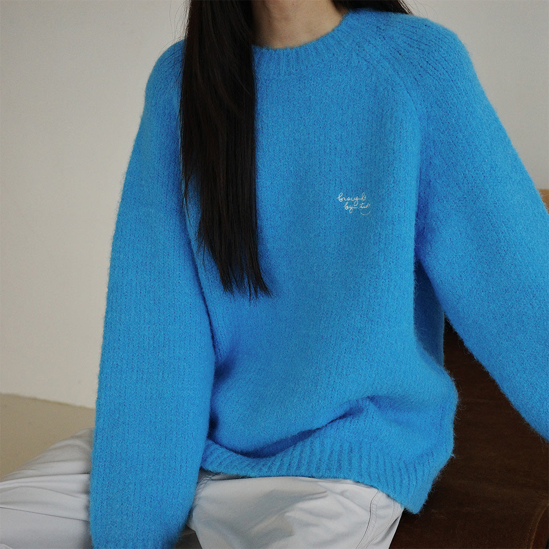 brought by tides 亮藍色軟Q毛衣