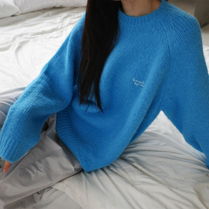 brought by tides 亮藍色軟Q毛衣