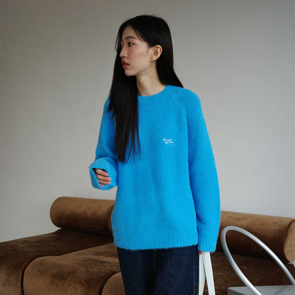 brought by tides 亮藍色軟Q毛衣