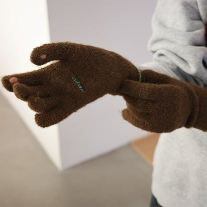 hands full of warmth 刺繡針織 女用手套