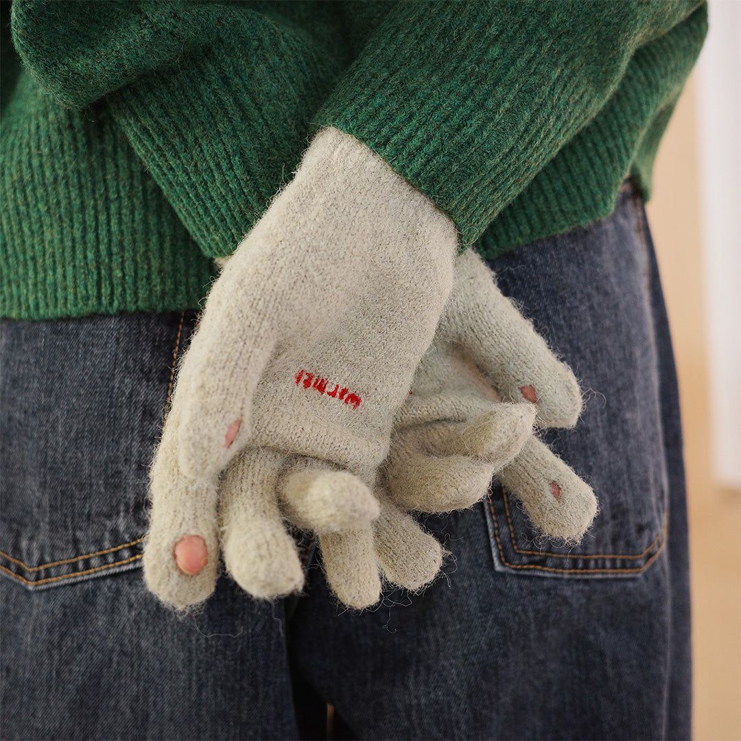 hands full of warmth 刺繡針織 女用手套