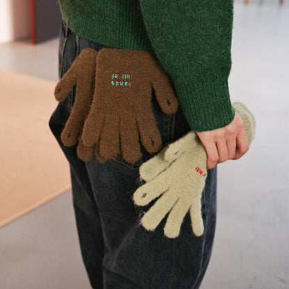 hands full of warmth 刺繡針織 女用手套