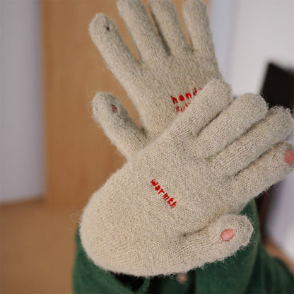 hands full of warmth 刺繡針織 女用手套