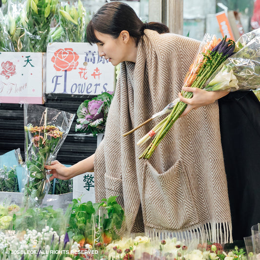 芬蘭 MARIA羊毛口袋披肩（條紋）