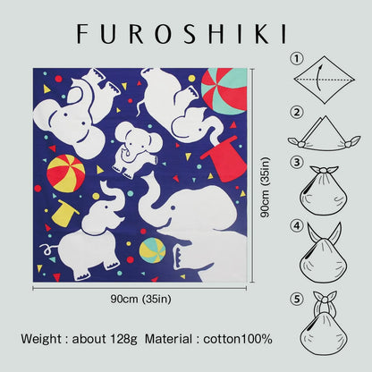 京都 手工型絵染  風呂敷（象）
