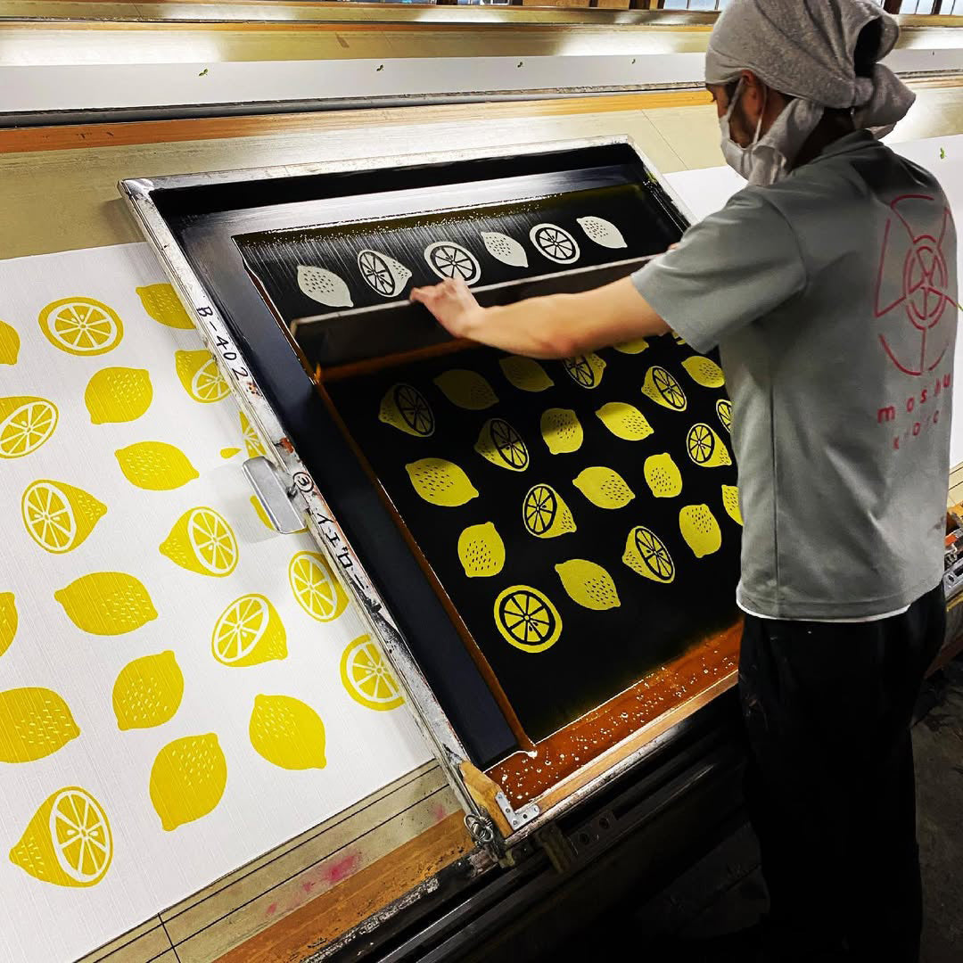 京都 手工型絵染  風呂敷（檸檬）