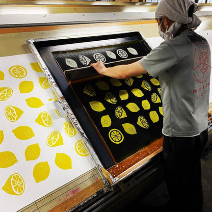 京都 手工型絵染  風呂敷（檸檬）