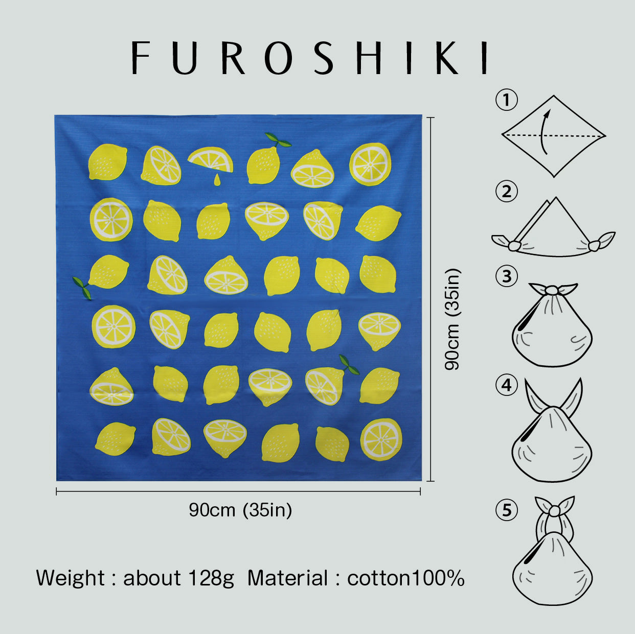 京都 手工型絵染  風呂敷（檸檬）