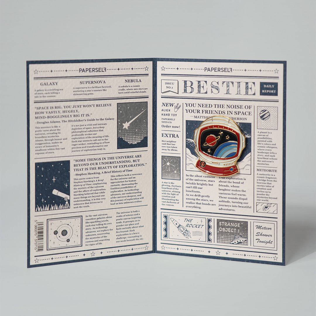 太空人 琺瑯別針卡片