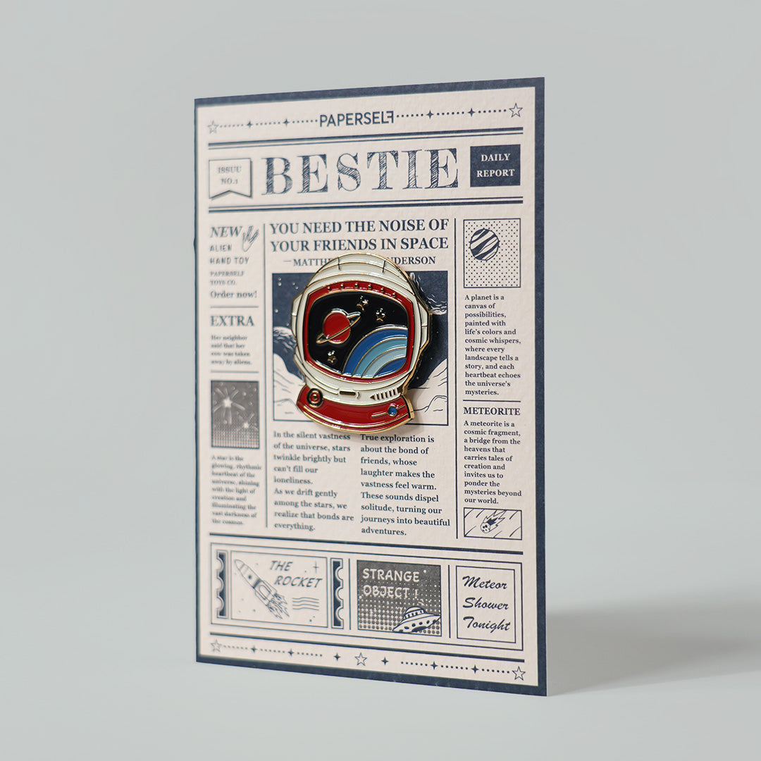 太空人 琺瑯別針卡片