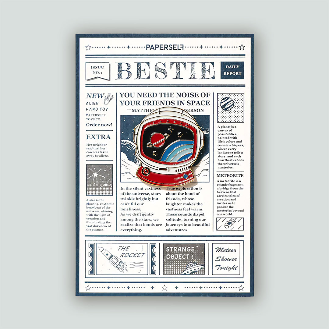 太空人 琺瑯別針卡片