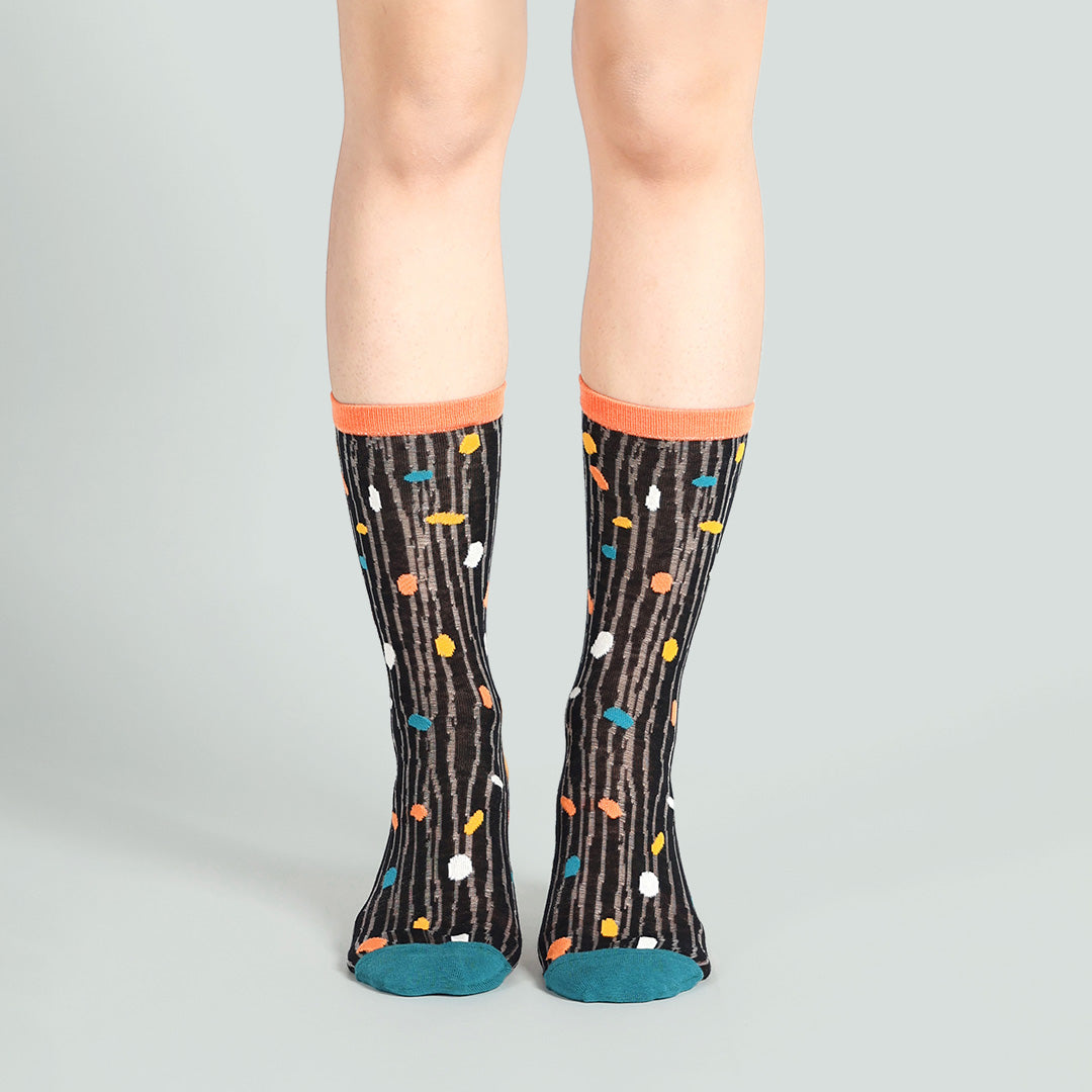 小夜曲波卡點點 透紗中筒女襪