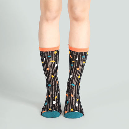 小夜曲波卡點點 透紗中筒女襪