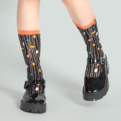 小夜曲波卡點點 透紗中筒女襪