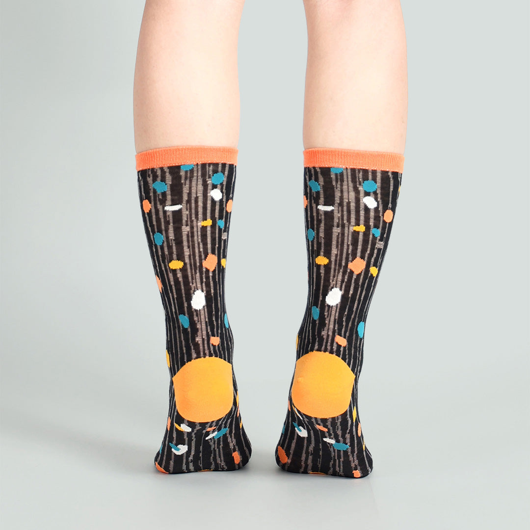 小夜曲波卡點點 透紗中筒女襪