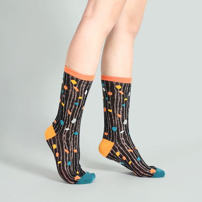 小夜曲波卡點點 透紗中筒女襪