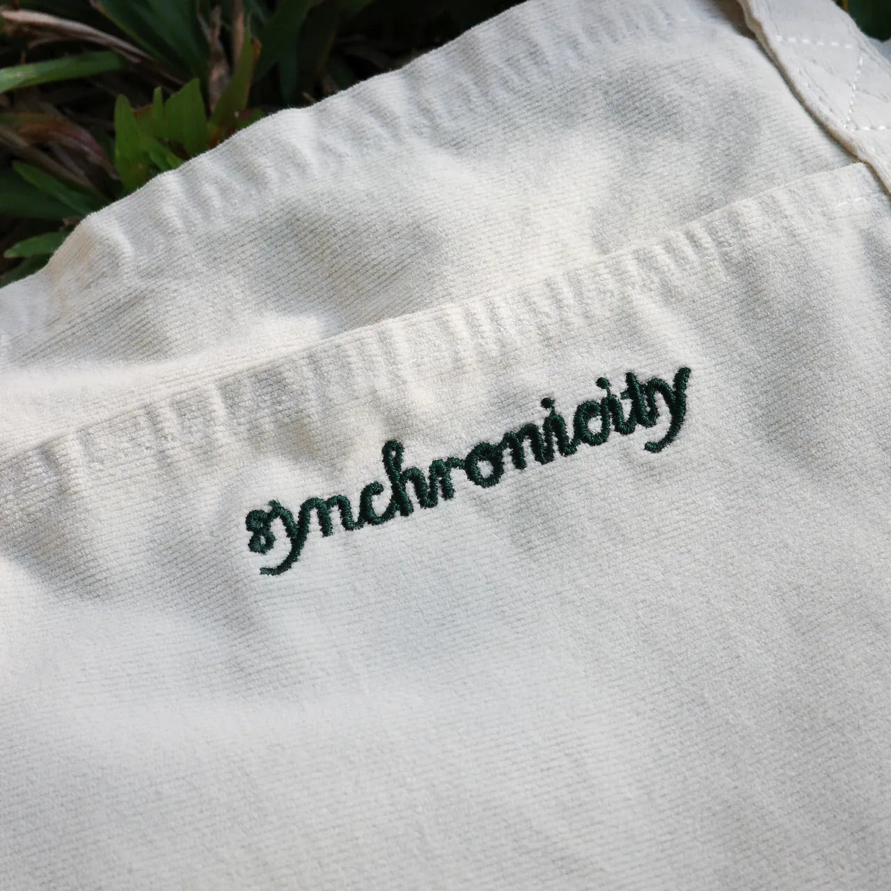 synchronicity 多口袋大容量燈芯絨托特包(白）