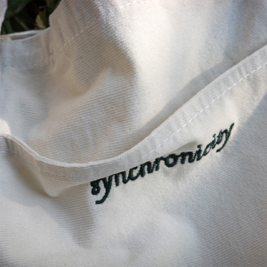 synchronicity 多口袋大容量燈芯絨托特包(白）