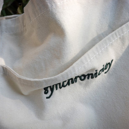 synchronicity 多口袋大容量燈芯絨托特包(白）